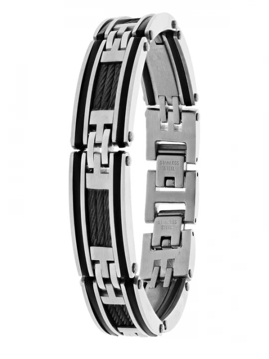 Foto van product Lucardi Armband zwart / zilver