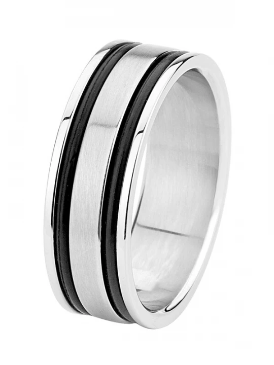 Foto van product Lucardi Ring zwart / zilver