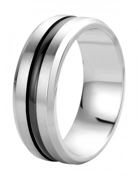 Foto van product Lucardi Ring zwart / zilver