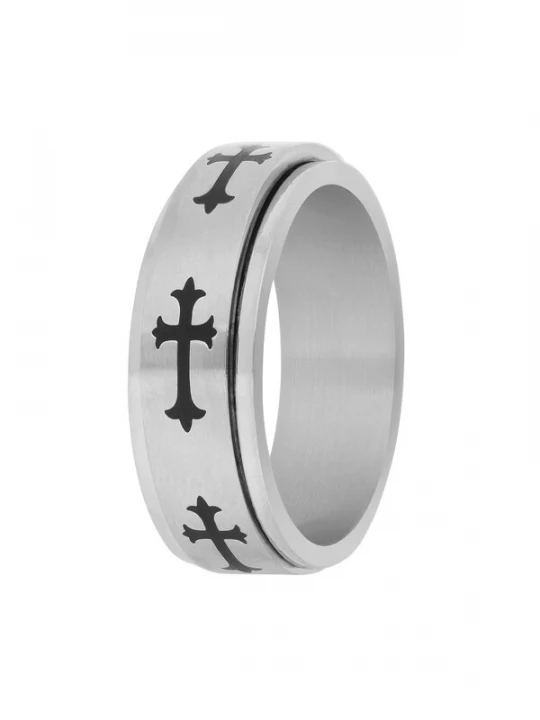 Foto van product Lucardi Ring zwart / zilver