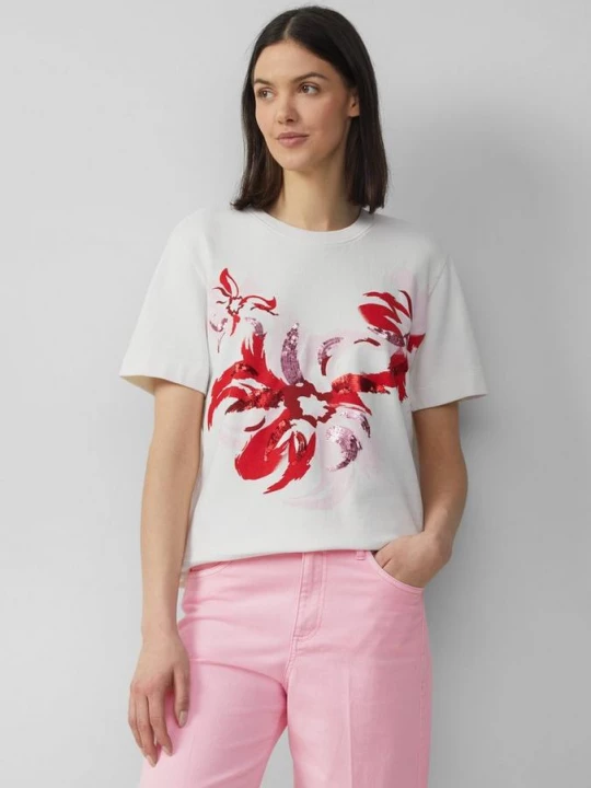 Foto van product Luchtig sweatshirt met korte mouwen, print en pailletjes s.Oliver crème