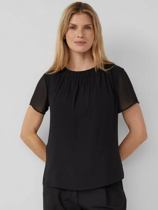 Foto van product Luchtige chiffon blouse met doorgestikte rimpeling s.Oliver zwart