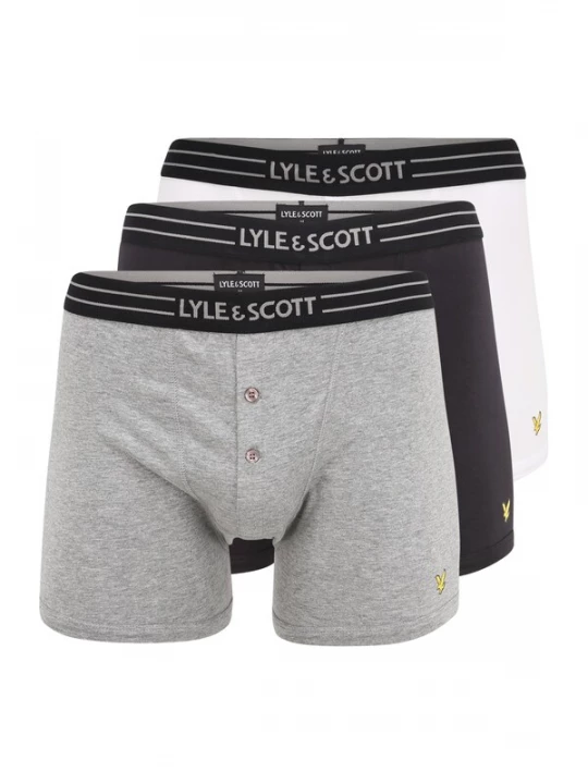Foto van product Lyle & Scott Boxershorts 'Lewis' navy / lichtgrijs / zwart / wit