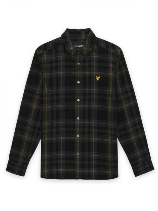 Foto van product Lyle & Scott Overhemd 'Tartan Corduroy' citroengeel / zwart