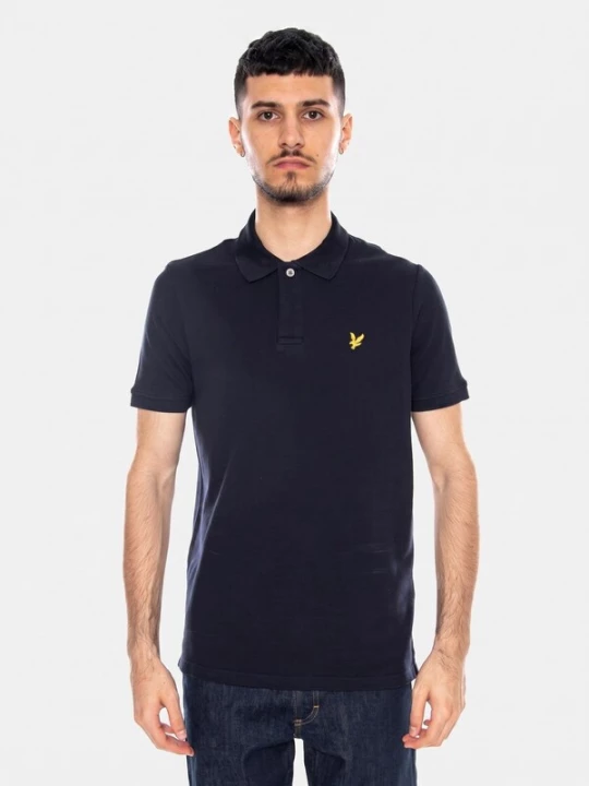 Foto van product Lyle & Scott Shirt 'Jacquard Tipped Polo Shirt Dark Navy' blauw