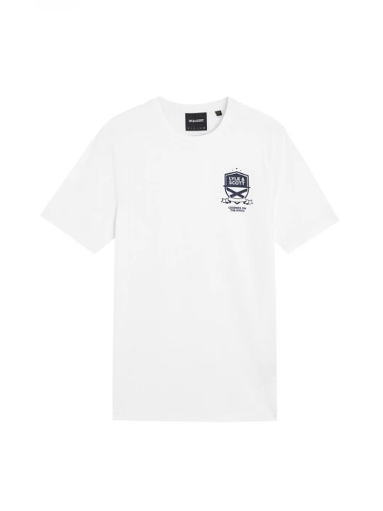 Foto van product Lyle & Scott Shirt 'Legends On The Pitch' donkerblauw / wit