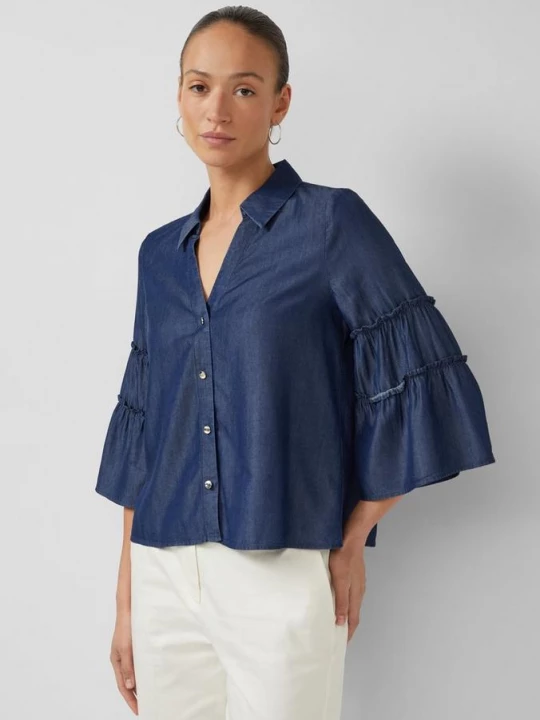 Foto van product Lyocell blouse met uitlopende 3 / 4-mouwen s.Oliver blauw