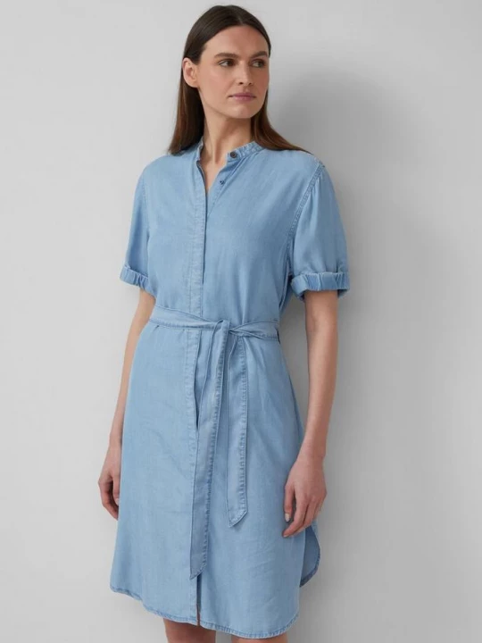 Foto van product Lyocell jurk met opstaande kraag en ceintuur s.Oliver blauw
