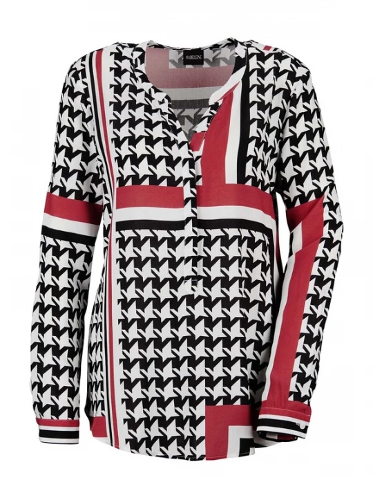 Foto van product MADELEINE Blouse knalrood / zwart / wit
