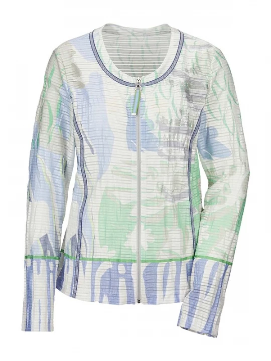 Foto van product MADELEINE Sweatvest duifblauw / lichtgroen / wit