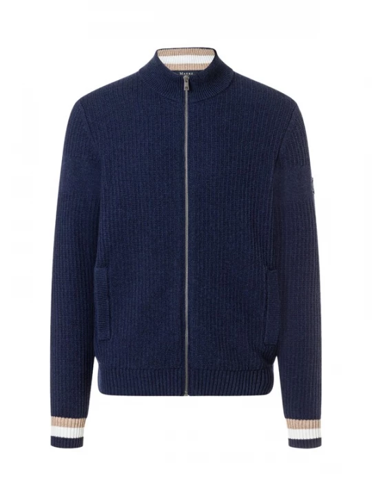 Foto van product MAERZ Muenchen Gebreid vest donkerblauw / lichtbruin / wit