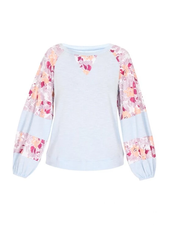 Foto van product MAIRE Shirt lichtblauw / cyclaam / abrikoos / wit