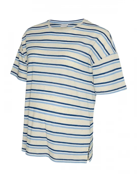 Foto van product MAMALICIOUS Shirt 'MLNara Vita' taupe / navy / lichtblauw / wit