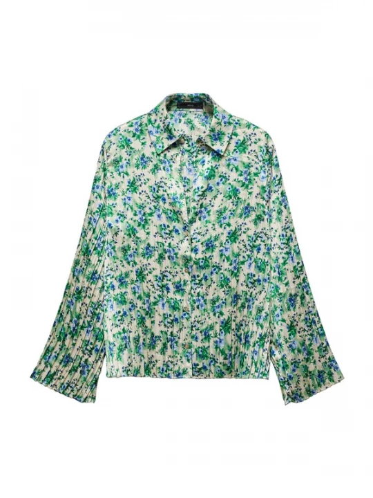 Foto van product MANGO Blouse 'Bouquet' blauw / lichtblauw / groen / wolwit