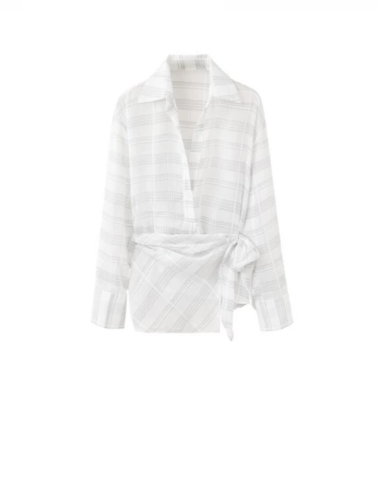 Foto van product MANGO Blouse 'CHECK' crème / zwart