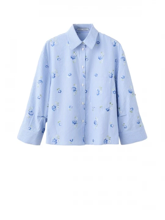 Foto van product MANGO Blouse 'Florix' blauw / lichtblauw / lichtgroen / wit