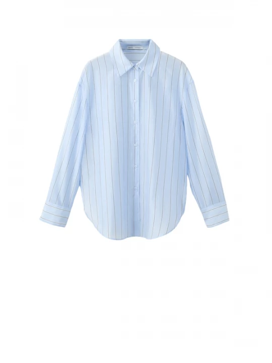 Foto van product MANGO Blouse 'FRANK' lichtblauw / donkerbruin