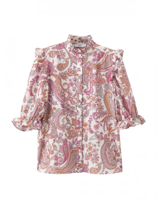 Foto van product MANGO Blouse 'GINA' oranje / pink / zwart / offwhite