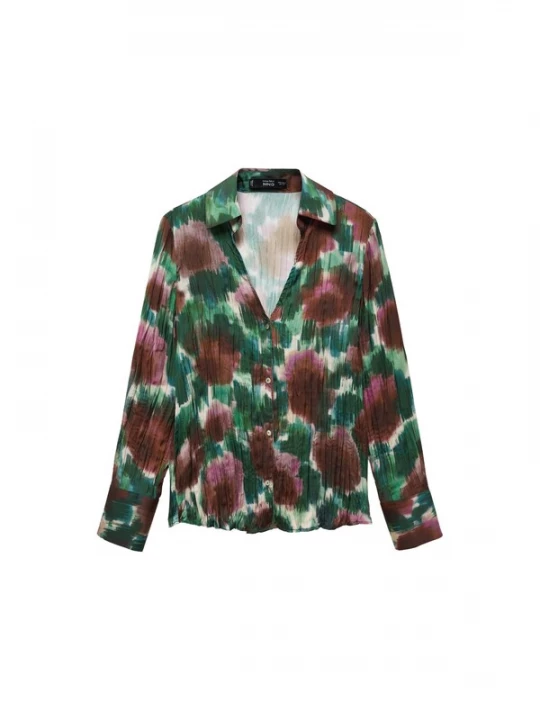 Foto van product MANGO Blouse 'NOGAL' bruin / groen / pastelgroen / lichtlila