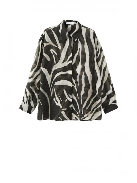 Foto van product MANGO Blouse 'SALOME' grijs / zwart / offwhite