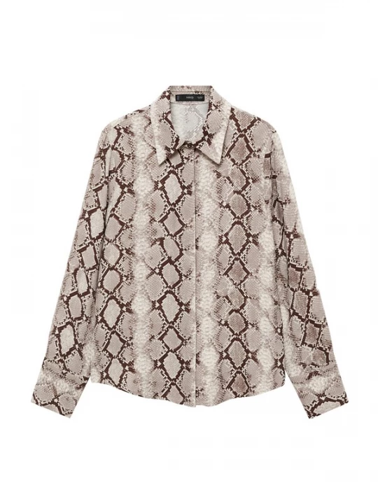 Foto van product MANGO Blouse 'SERPI' beige / chocoladebruin / brokaat