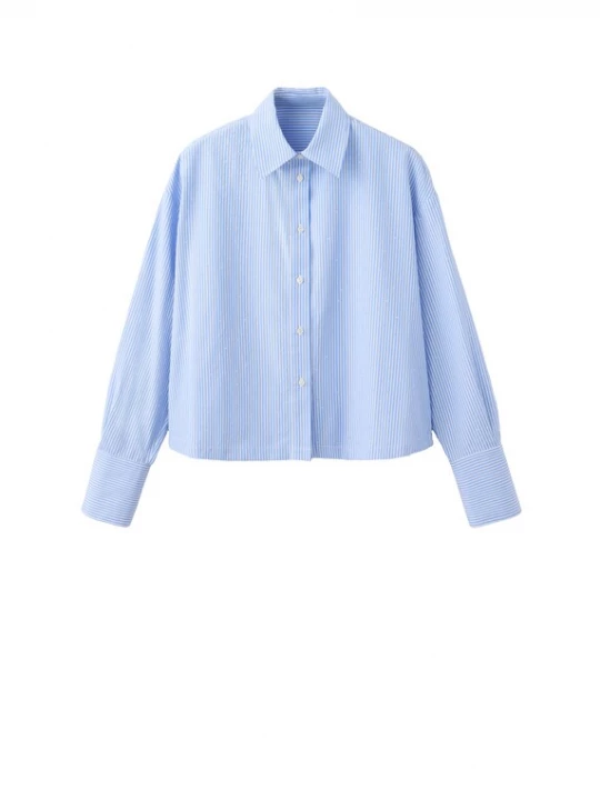 Foto van product MANGO Blouse 'SHINNY' lichtblauw / zwart / wit