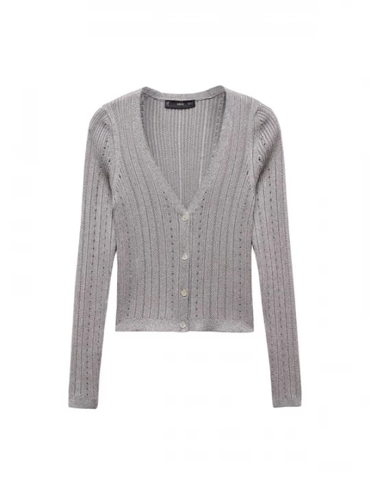 Foto van product MANGO Gebreid vest 'Aluminio' grijs / zilver