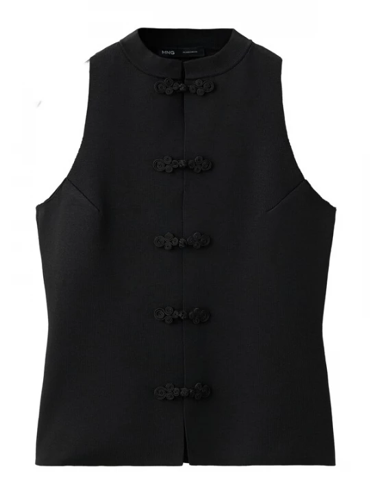 Foto van product MANGO Gebreide bodywarmer 'Pekin' zwart