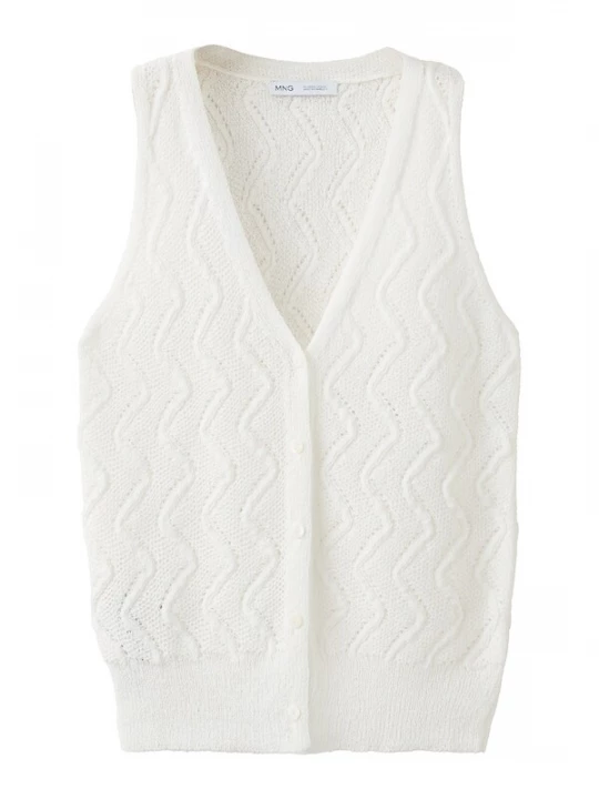 Foto van product MANGO Gebreide bodywarmer 'SITONA' offwhite