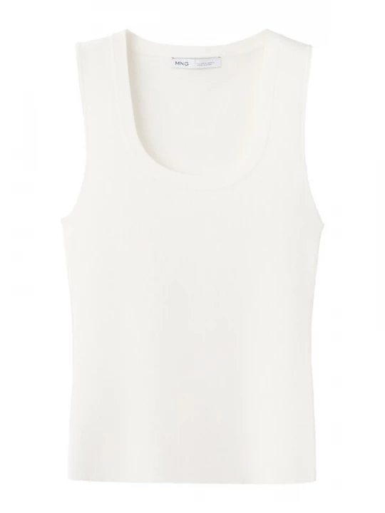 Foto van product MANGO Gebreide top 'MARX' lichtbeige