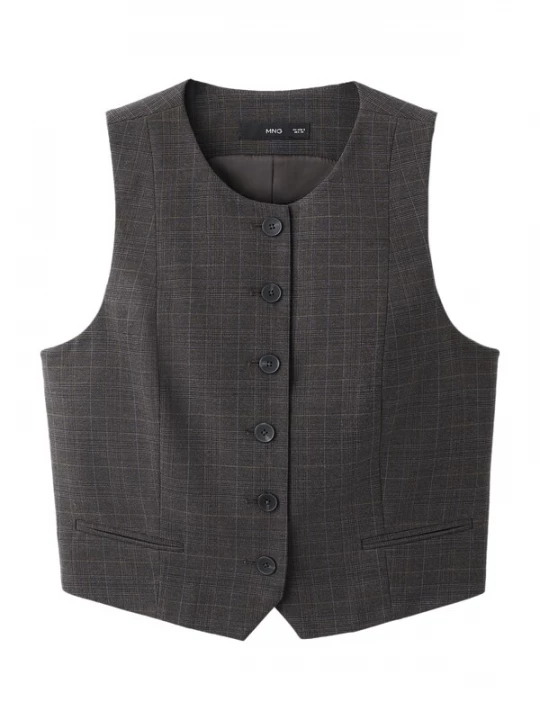 Foto van product MANGO Gilet 'Stuard' blauw / bruin / grijs gemêleerd
