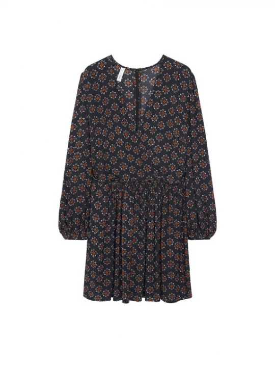 Foto van product MANGO Jurk 'Africa' mosterd / zwart / wit