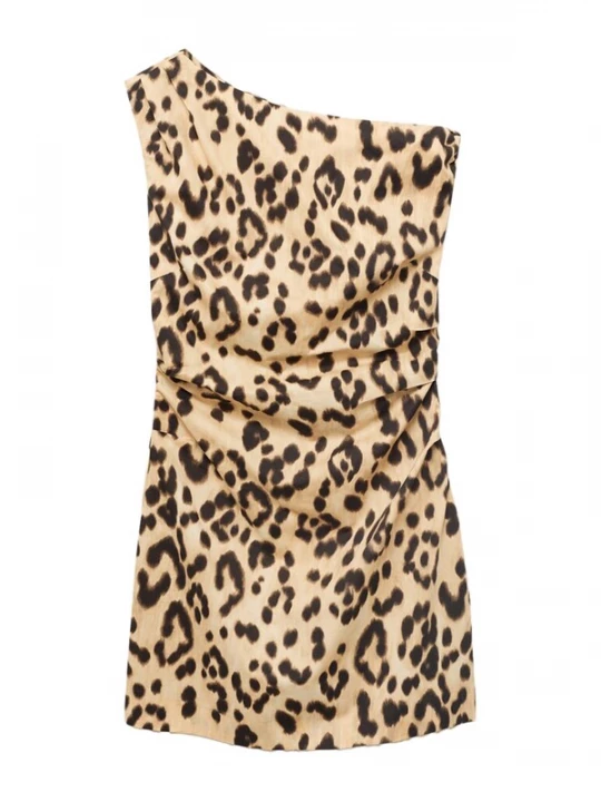 Foto van product MANGO Jurk 'BERNIE' camel / sand / chocoladebruin / zwart