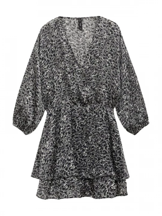 Foto van product MANGO Jurk zwart / zwart gemêleerd / wit