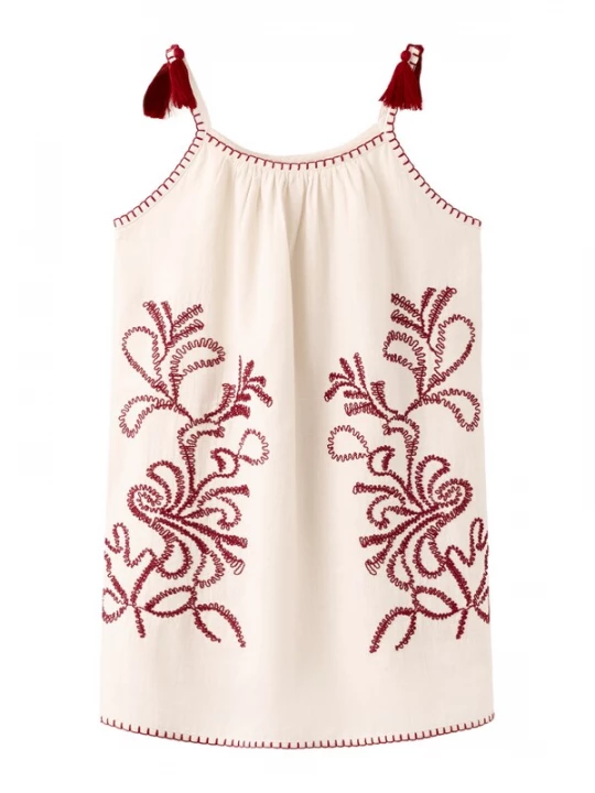 Foto van product MANGO KIDS Jurk 'GENIO' ecru / donkerrood