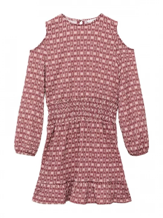 Foto van product MANGO KIDS Jurk 'Greenc' lichtbruin / kersrood / wit