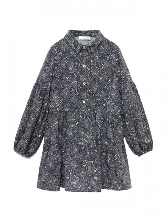 Foto van product MANGO KIDS Jurk 'Hojas' antraciet / lichtgrijs