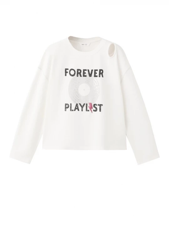 Foto van product MANGO KIDS Shirt 'FOREVER' zwart / zilver / wit