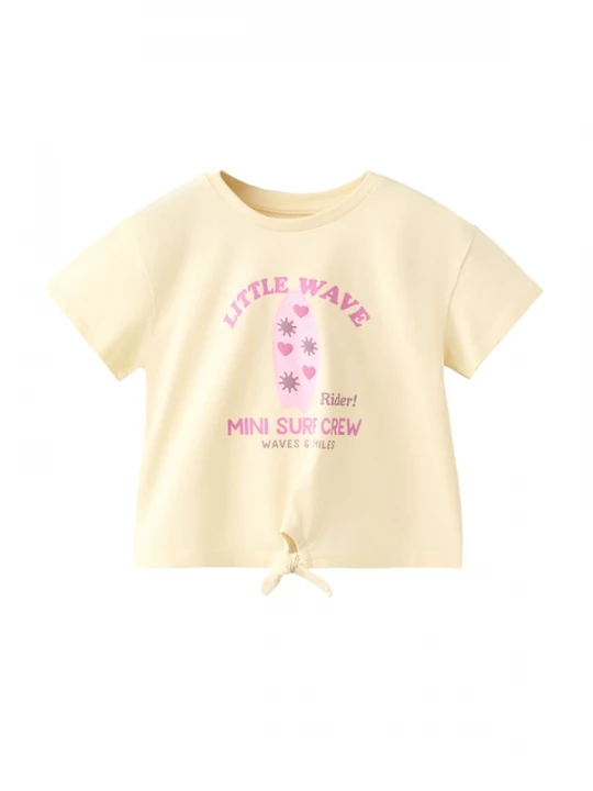 Foto van product MANGO KIDS Shirt 'LITTLE' lichtgeel / rosa / magenta / eosine