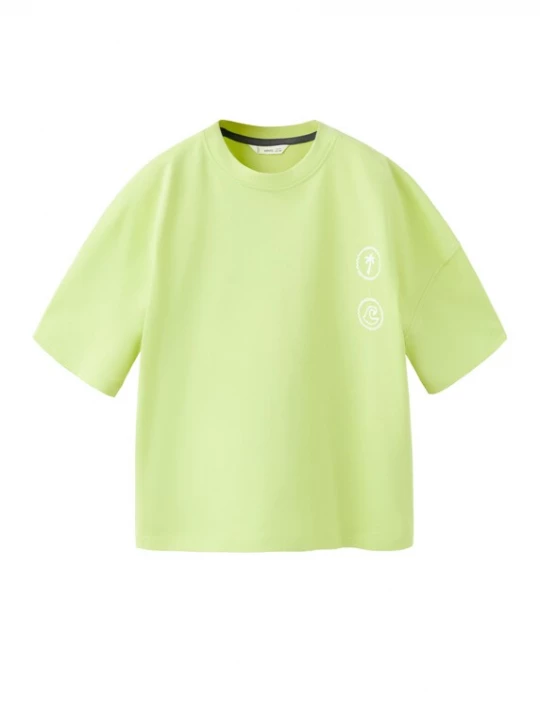 Foto van product MANGO KIDS Shirt 'SLOW' limoen / zwart / wit