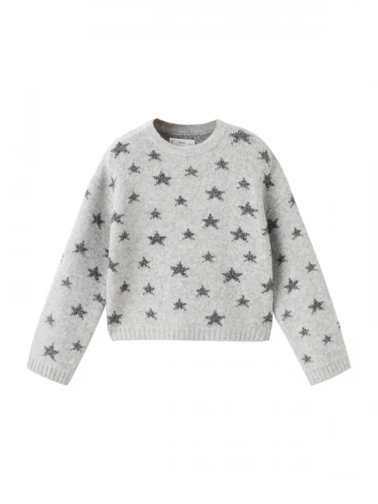 Foto van product MANGO KIDS Trui 'ESTRELLA' grijs gemêleerd / zwart