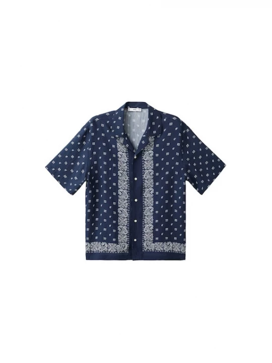Foto van product MANGO MAN Overhemd 'Bandana' nachtblauw / wit