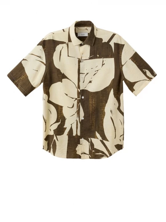 Foto van product MANGO MAN Overhemd 'NARCISO' bruin / offwhite