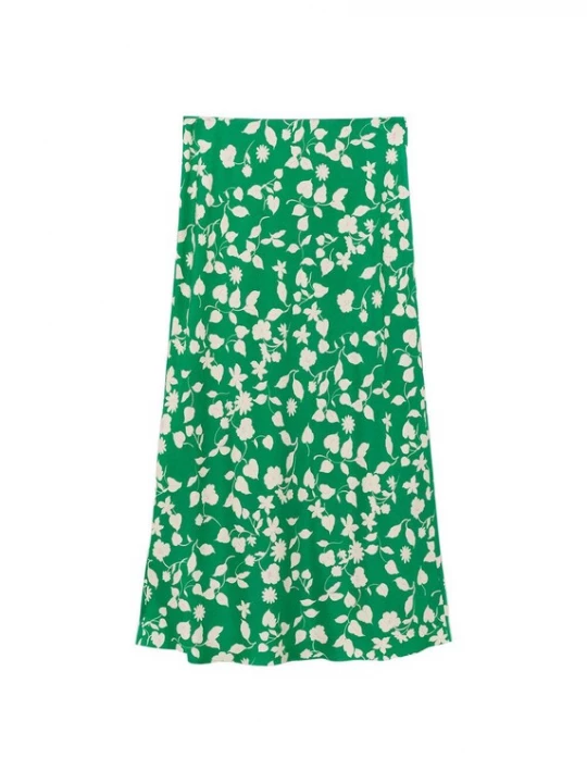 Foto van product MANGO Rok 'Bombai' beige / grasgroen / sering