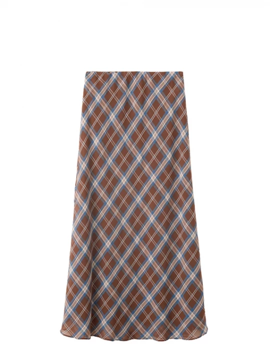 Foto van product MANGO Rok 'COLO' royal blue / koningsblauw / bruin / wit pomarańczowy