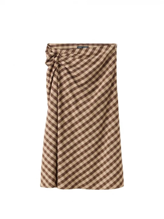 Foto van product MANGO Rok 'VICHY' bruin / cappuccino / mokka / donkerbruin