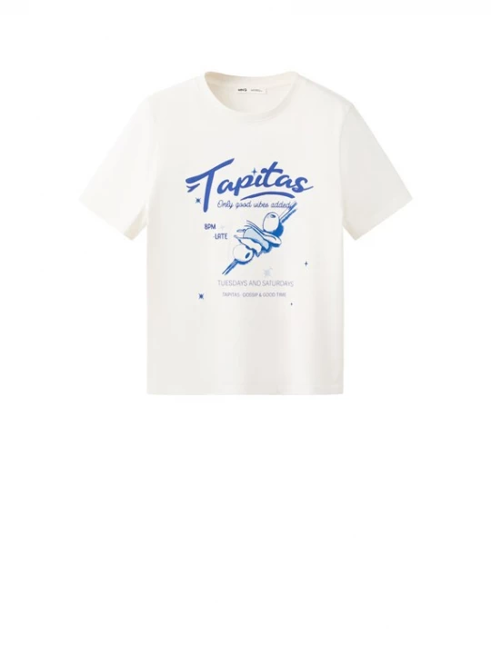 Foto van product MANGO Shirt 'ILUSTRA2' kobaltblauw / wit