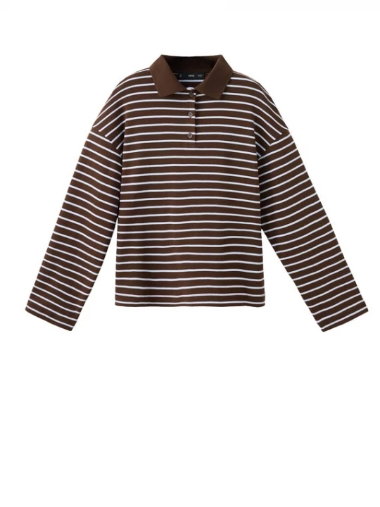 Foto van product MANGO Shirt 'TIMOTHEE' chocoladebruin / wit