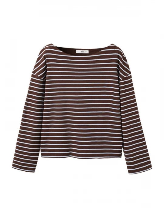Foto van product MANGO Sweatshirt 'TIMOTHEE' chocoladebruin / wit