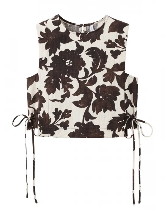 Foto van product MANGO Top 'Karina' donkerbruin / wolwit